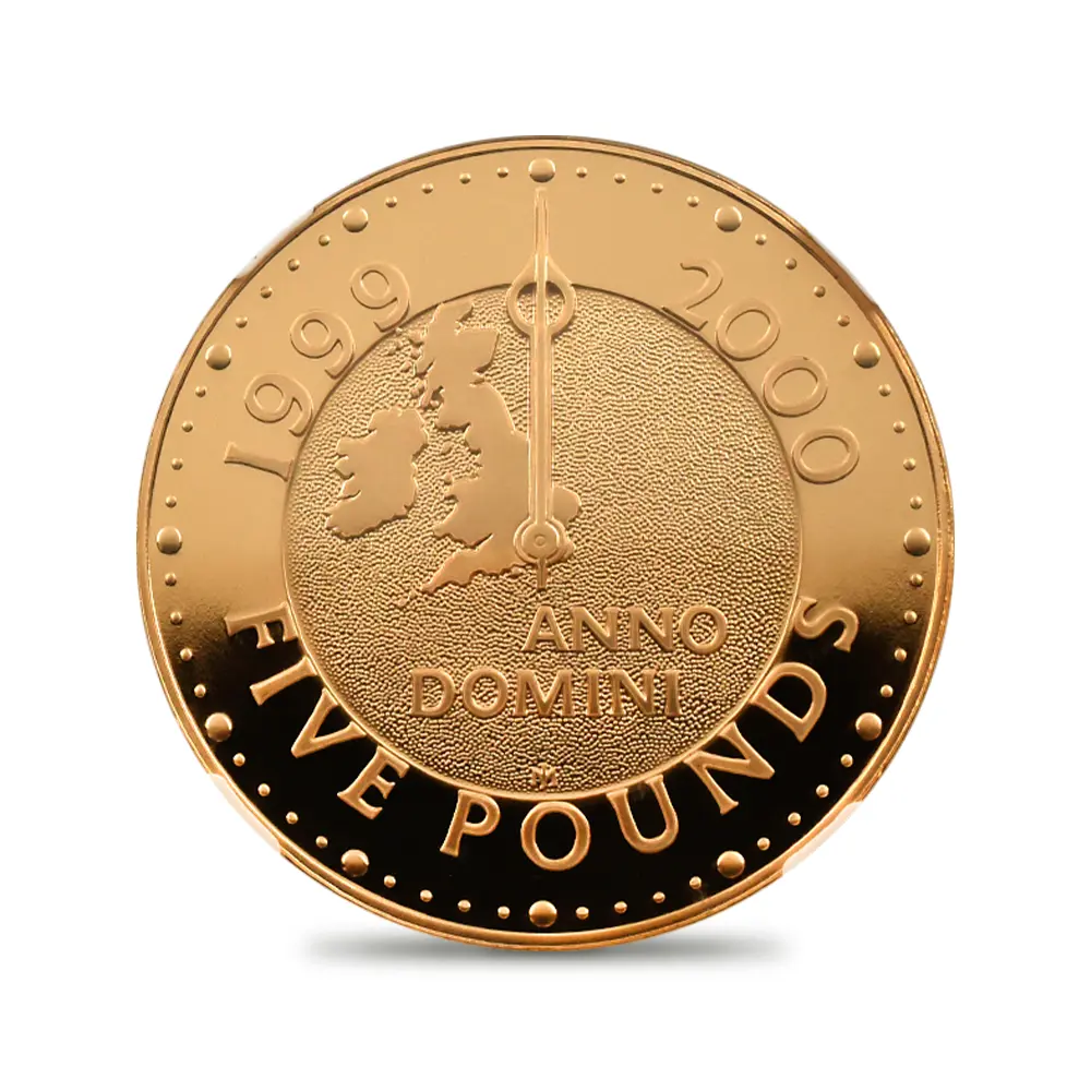 モダンコイン2：6872 イギリス 1999 エリザベス2世 新世紀記念(ミレニアム) 5ポンド金貨 NGC PF69UC