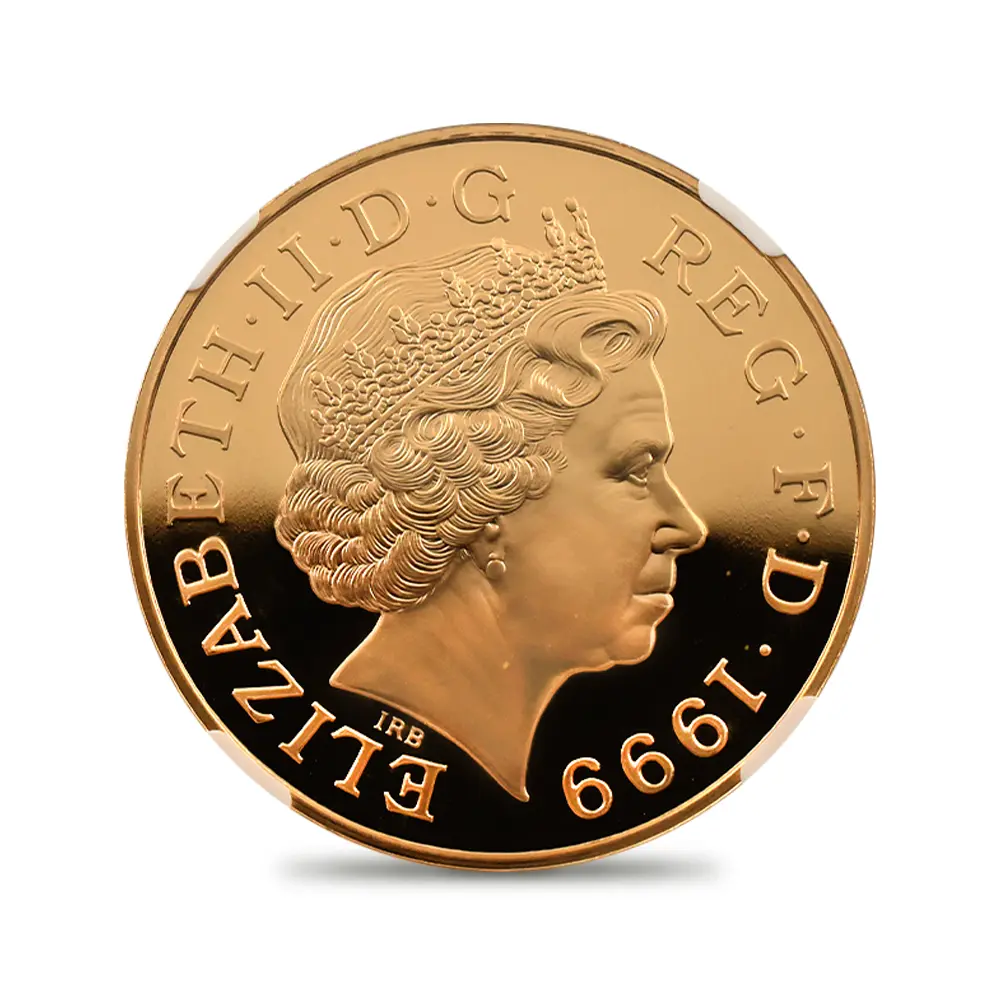 モダンコイン3：6872 イギリス 1999 エリザベス2世 新世紀記念(ミレニアム) 5ポンド金貨 NGC PF69UC