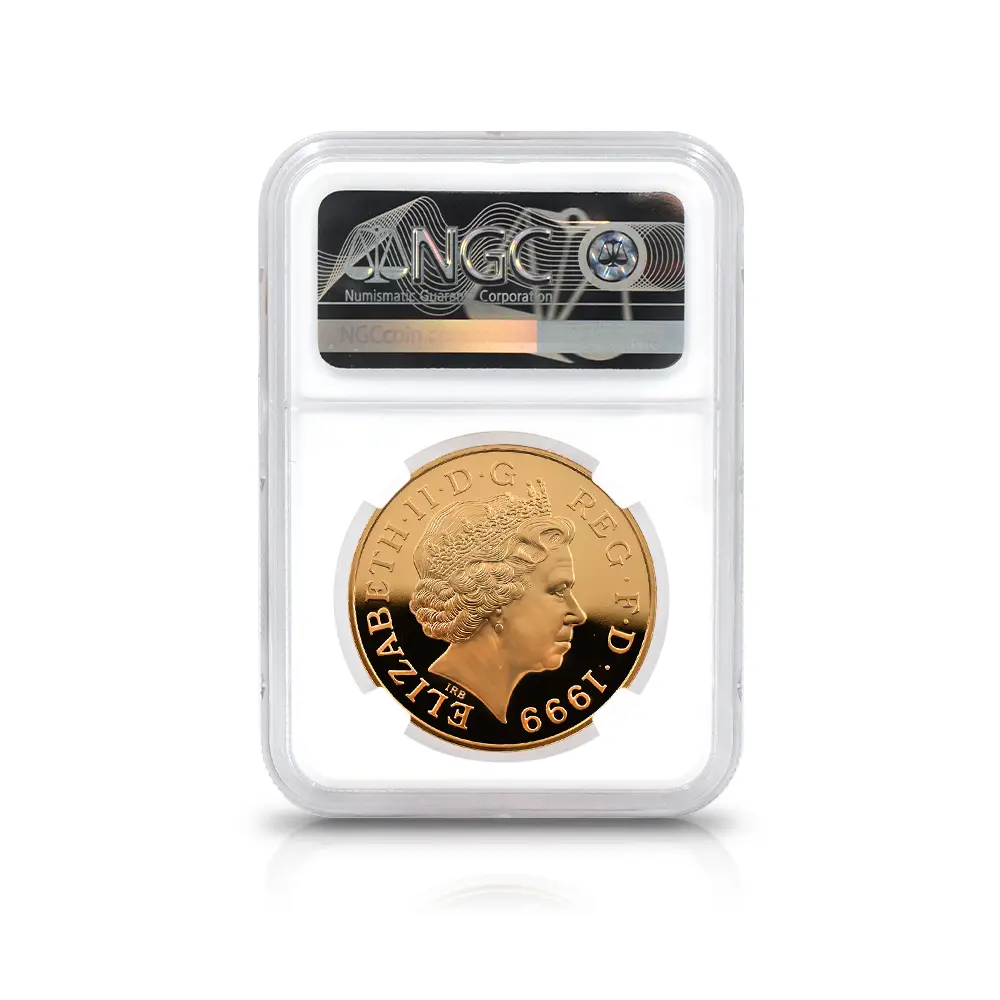 モダンコイン5：6872 イギリス 1999 エリザベス2世 新世紀記念(ミレニアム) 5ポンド金貨 NGC PF69UC