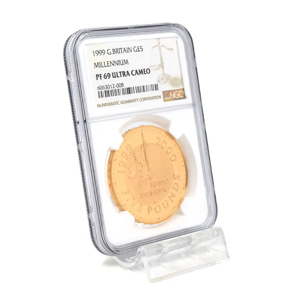 モダンコイン6：6872 イギリス 1999 エリザベス2世 新世紀記念(ミレニアム) 5ポンド金貨 NGC PF69UC