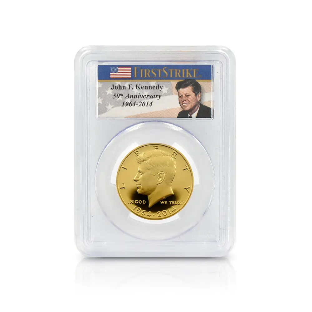 モダンコイン4：6873 アメリカ 2014-W ジョン・F・ケネディ 没後50周年記念 50セント 3/4オンス金貨 ファーストストライク PCGS PR70DC