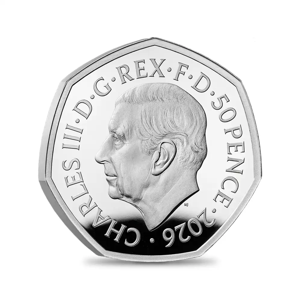 モダンコイン3:6874 イギリス 2026 チャールズ3世 わんぱくデニス75周年記念 50ペンスプルーフカラー銀貨 未鑑定 箱付き【ご予約承り品】