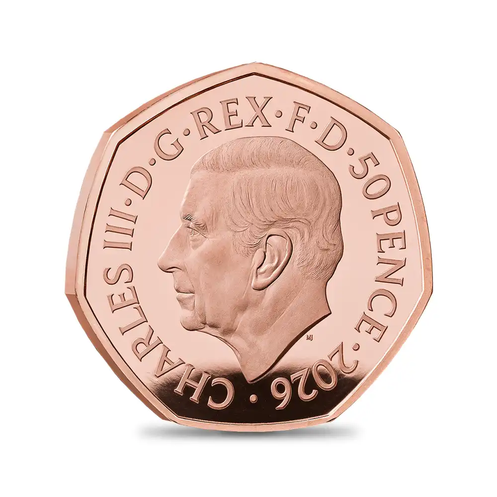 モダンコイン3：6875 イギリス 2026 チャールズ3世 わんぱくデニス75周年記念 50ペンスプルーフ金貨 未鑑定 箱付き【ご予約承り品】
