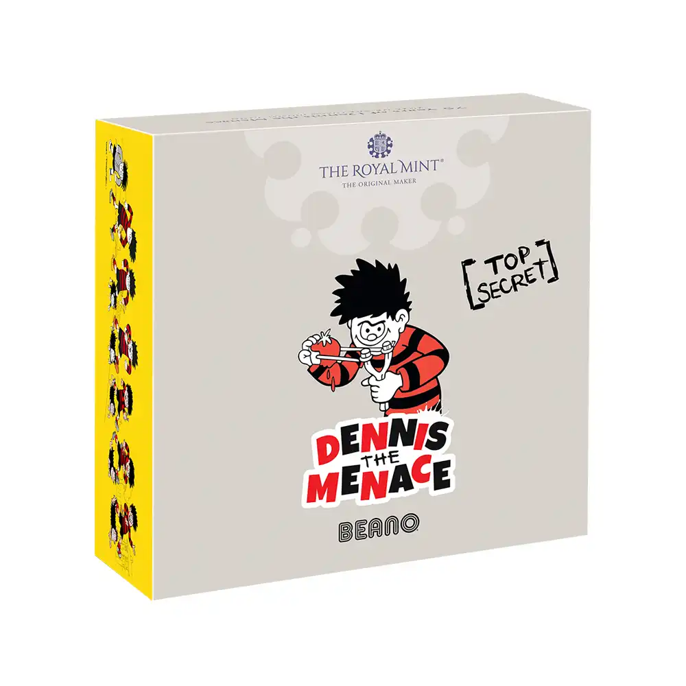 モダンコイン4：6875 イギリス 2026 チャールズ3世 わんぱくデニス75周年記念 50ペンスプルーフ金貨 未鑑定 箱付き【ご予約承り品】