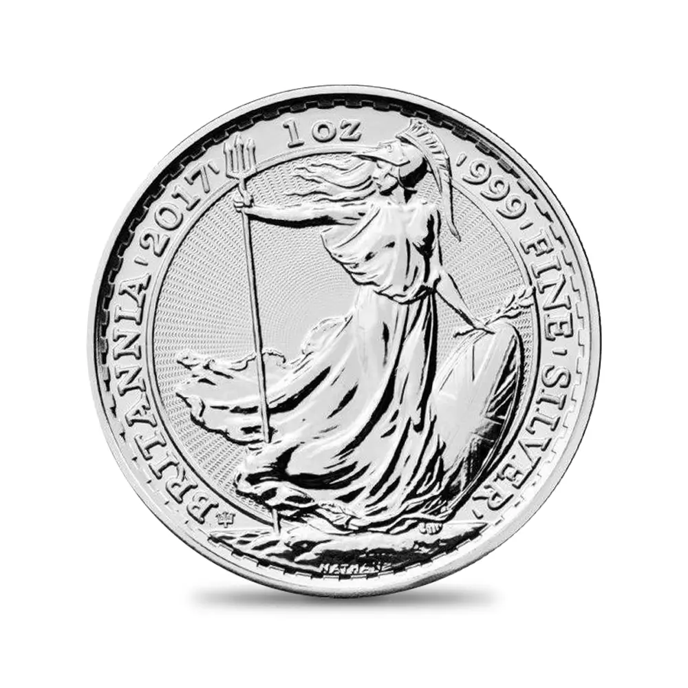 地金型2：4225 イギリス 2017 エリザベス2世 ブリタニア20周年記念 2ポンド 1オンスBU銀貨【ご予約承り品】