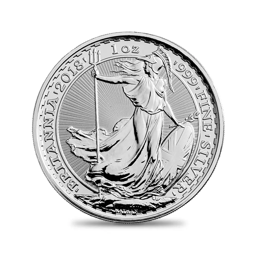 地金型2：4211 イギリス 2018 エリザベス2世 ブリタニア 2ポンド 1オンスBU銀貨【ご予約承り品】