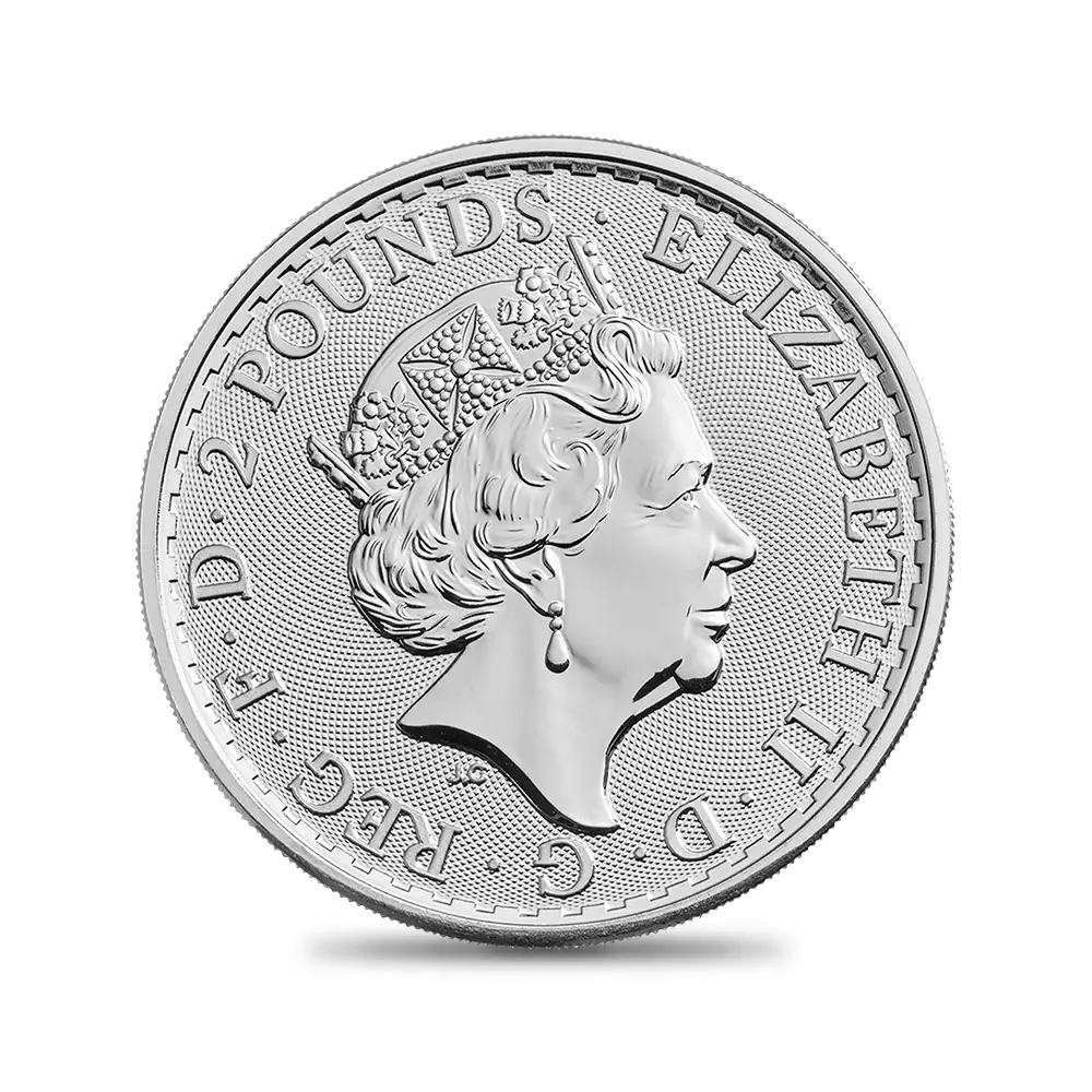 地金型3：4211 イギリス 2018 エリザベス2世 ブリタニア 2ポンド 1オンスBU銀貨【ご予約承り品】