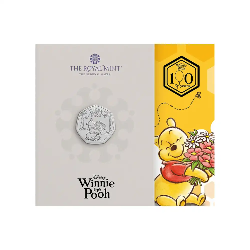 モダンコイン4:6876 【鑑定オプション無し】イギリス 2026 チャールズ3世 くまのプーさん100周年記念 50ペンスBU白銅貨 未鑑定 パッケージ付き【ご予約承り品・納期約3~4か月】