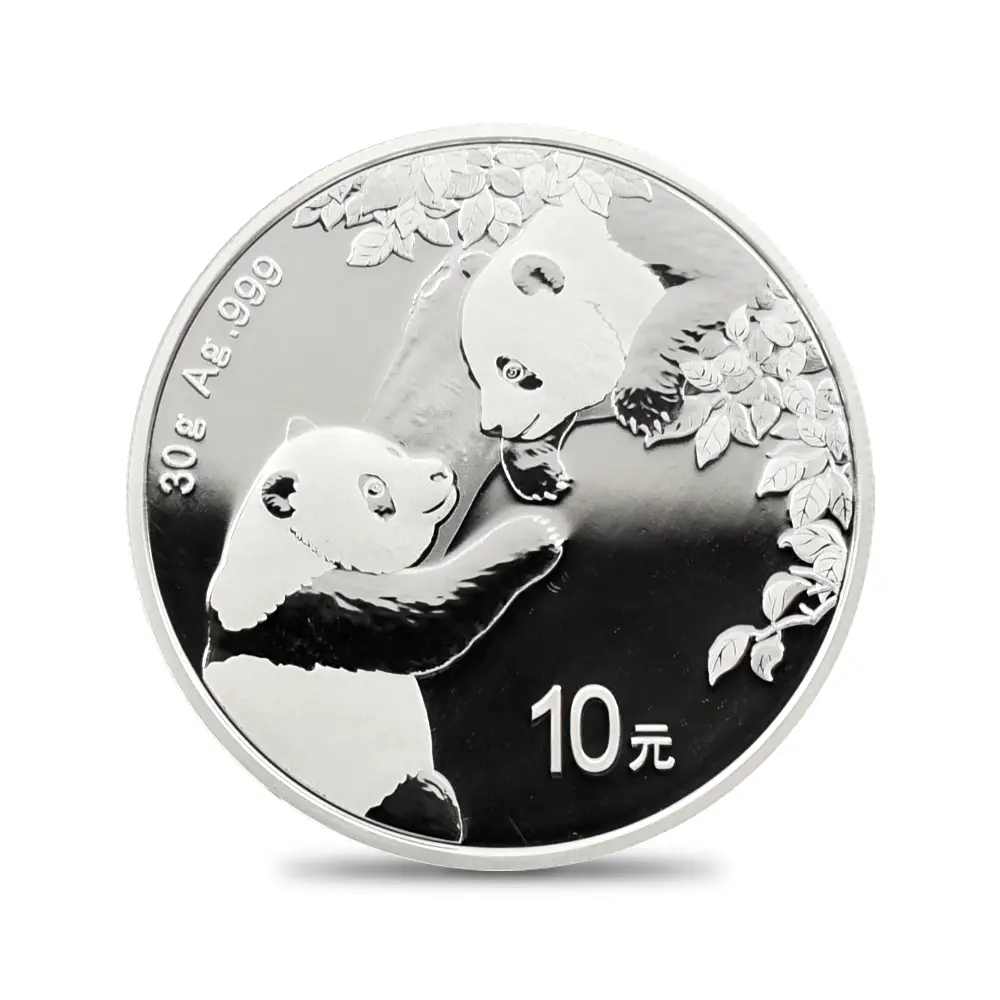 地金型18：5469 中国 2015-2024 パンダ 10元 30g 銀貨10枚セット 箱付き