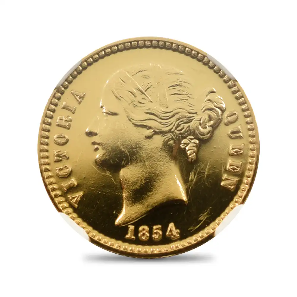アンティークコイン2：4232 英領インド 1854 ヴィクトリア女王 10ルピー金貨 リストライク NGC PF61 S&W-3.21
