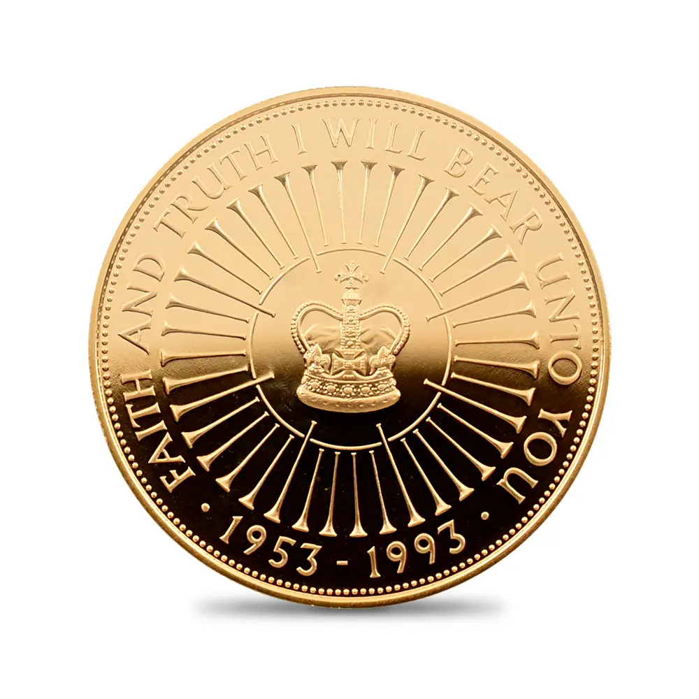 モダンコイン2：5503 1993 エリザベス2世 ヤングヤング 戴冠40周年記念 5ポンド金貨 PCGS PR69DC S-4302