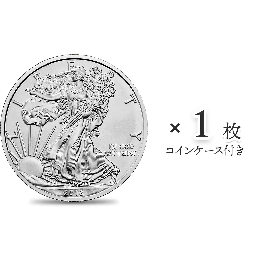 地金型1：2670 アメリカ 2018 イーグル 1ドル 1オンス 銀貨 【1枚】 (コインケース付き)