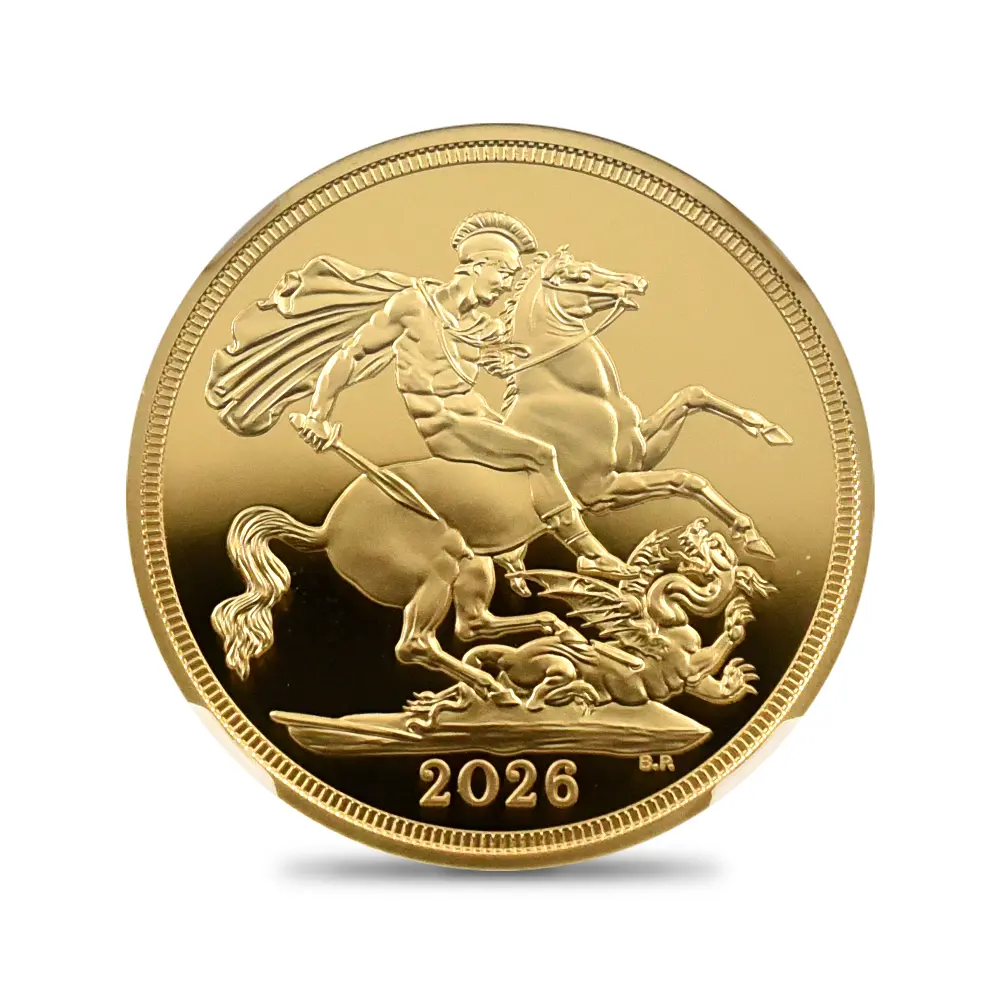 モダンコイン2：6889 イギリス 2026 チャールズ3世 聖ジョージ竜退治 ソブリン金貨 ファーストリリース NGC PF70UC 箱付き