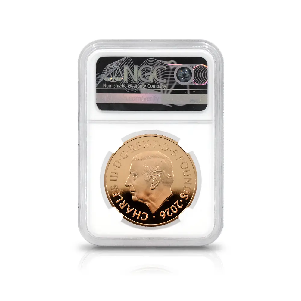 モダンコイン5:6887 イギリス 2026 チャールズ3世 エリザベス2世のコイン肖像シリーズ 第二弾 ヤングエリザベス 5ポンド金貨 ファーストリリース NGC PF69UC チャールズ3世ラベル 箱付き