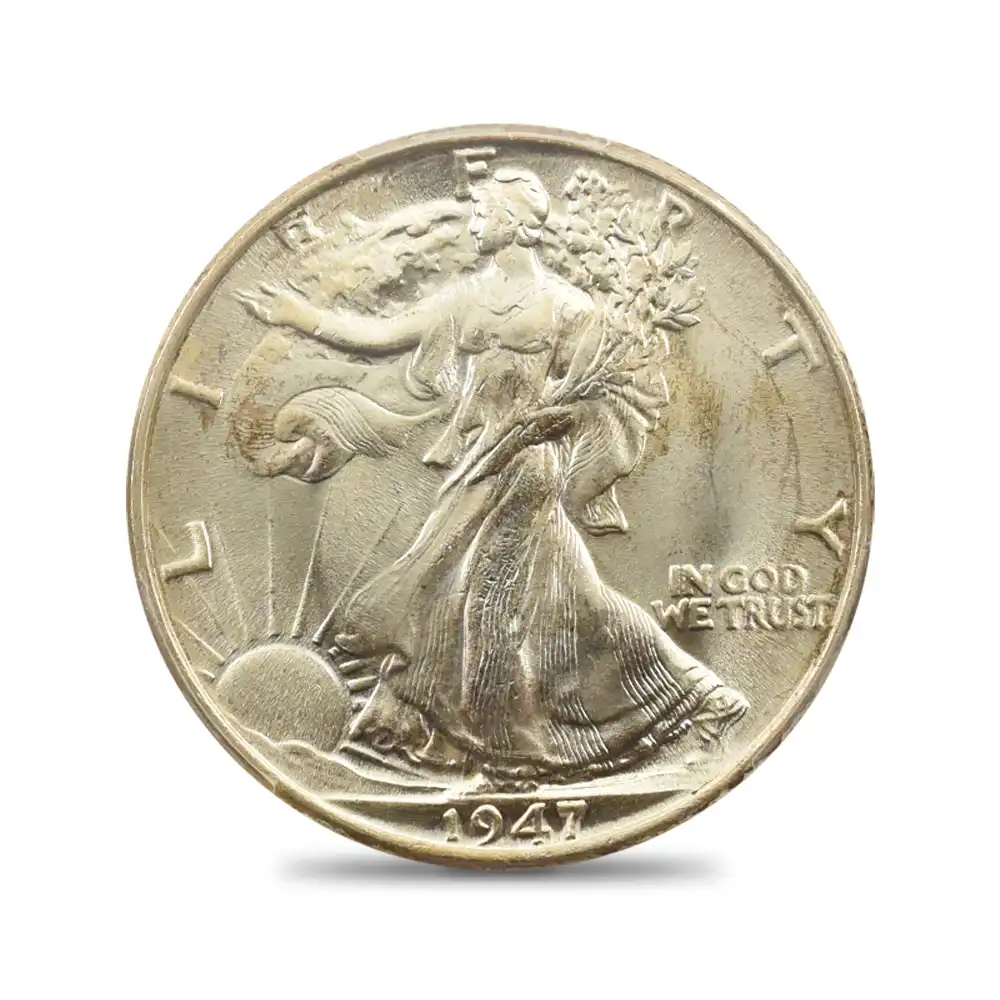モダンコイン2：4243 アメリカ 1947  ウォーキングリバティ 50セント銀貨 PCGS MS66