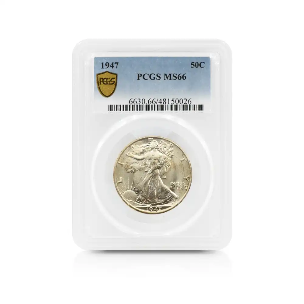 モダンコイン4：4243 アメリカ 1947  ウォーキングリバティ 50セント銀貨 PCGS MS66