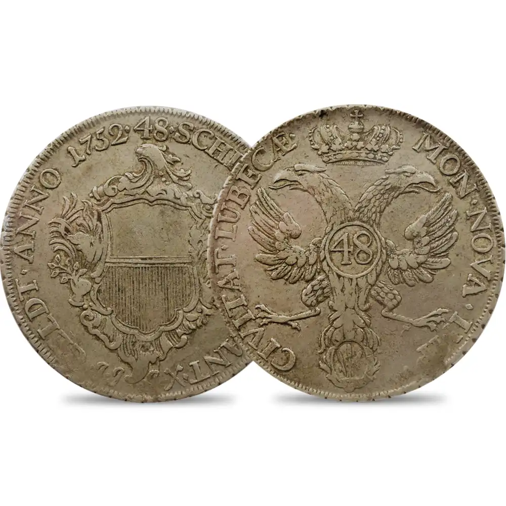 アンティークコイン1：4244 ドイツ リューベック 1752-JJJ 48シリング銀貨 PCGS XF45 D-2420