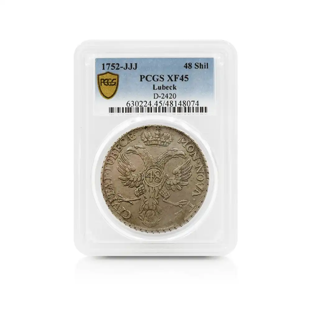 アンティークコイン4：4244 ドイツ リューベック 1752-JJJ 48シリング銀貨 PCGS XF45 D-2420