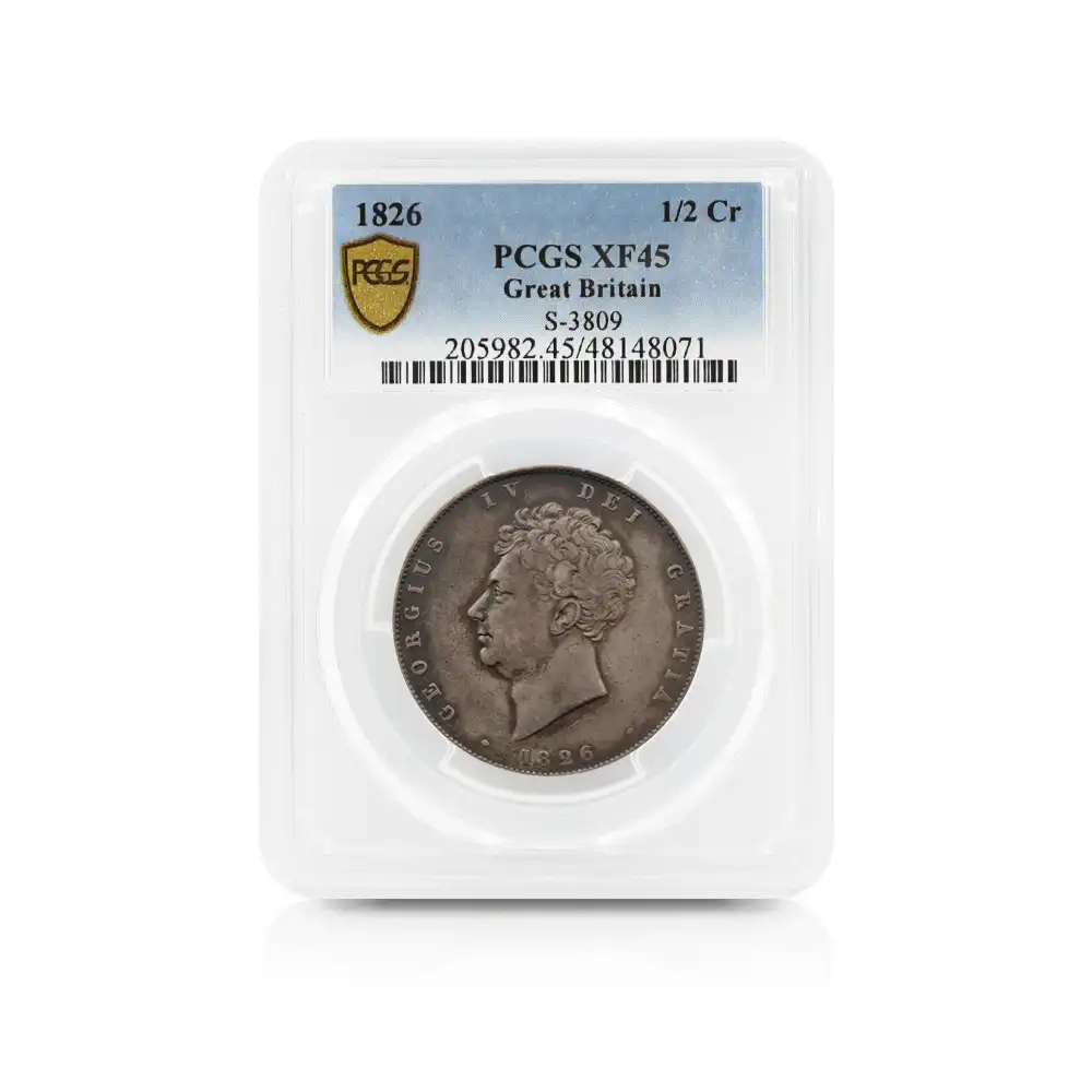 アンティークコイン4：4245 1826 ジョージ4世 1/2クラウン銀貨 PCGS XF45 S-3809