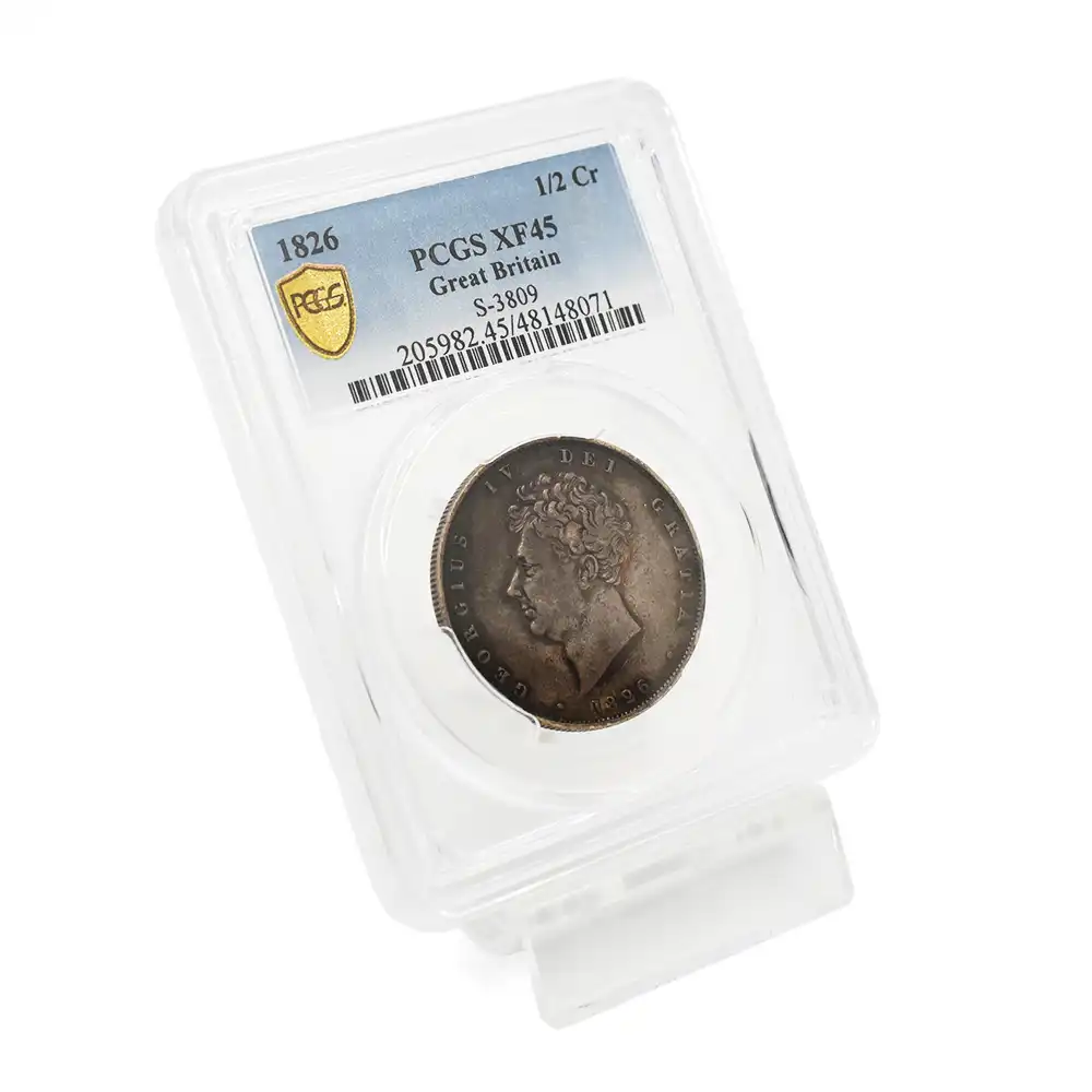 アンティークコイン6：4245 1826 ジョージ4世 1/2クラウン銀貨 PCGS XF45 S-3809
