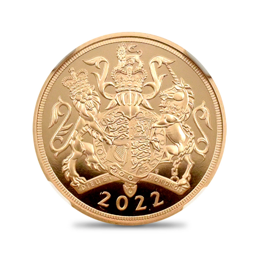 モダンコイン2：2362 2022 エリザベス2世 即位70周年記念プラチナジュビリー 特別発行ソブリン金貨 NGC PF70UC 箱付き