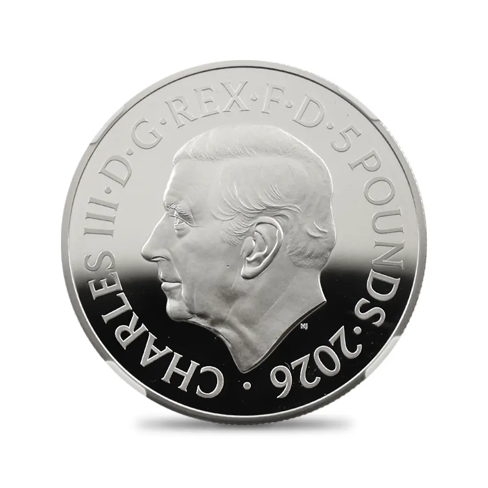 モダンコイン3:6879 イギリス 2026 チャールズ3世 エリザベス2世のコイン肖像シリーズ 第二弾 ヤングエリザベス 5ポンドプルーフ銀貨 発行即日鑑定品 NGC PF70UC 箱付き