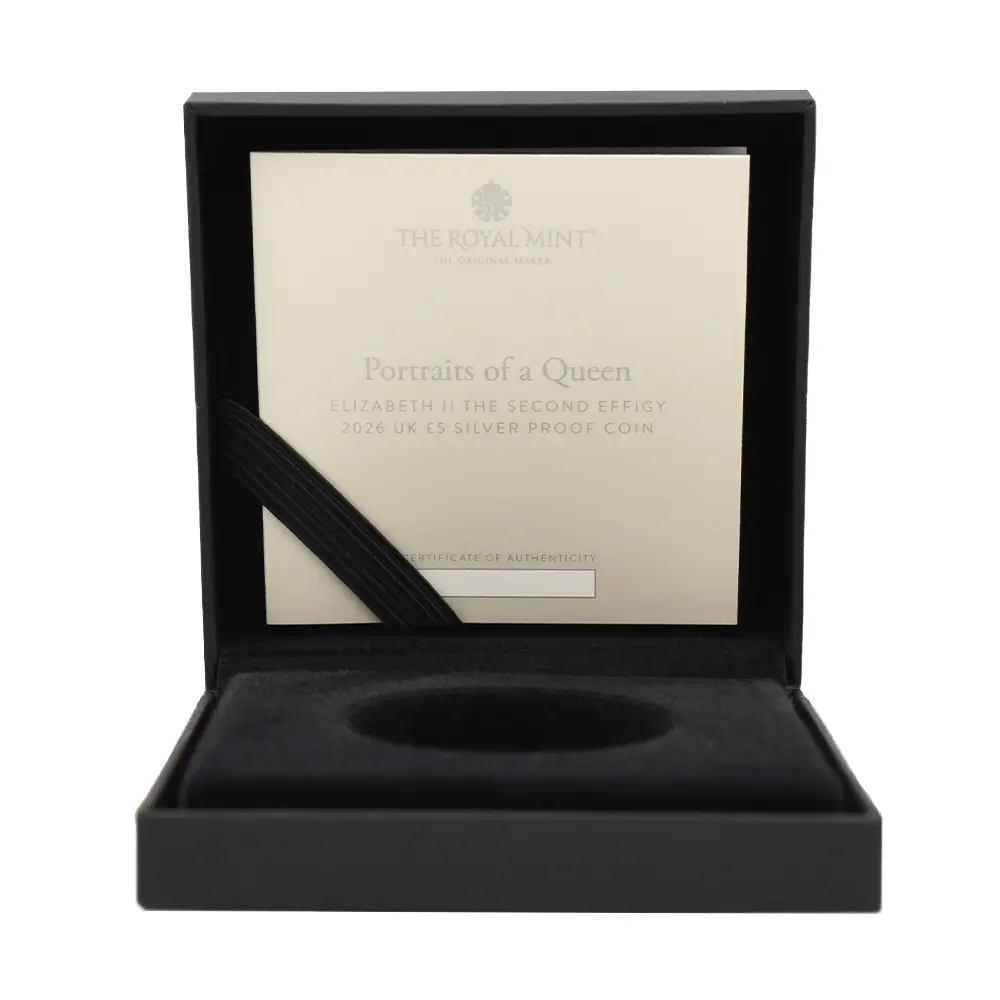 モダンコイン9:6879 イギリス 2026 チャールズ3世 エリザベス2世のコイン肖像シリーズ 第二弾 ヤングエリザベス 5ポンドプルーフ銀貨 発行即日鑑定品 NGC PF70UC 箱付き