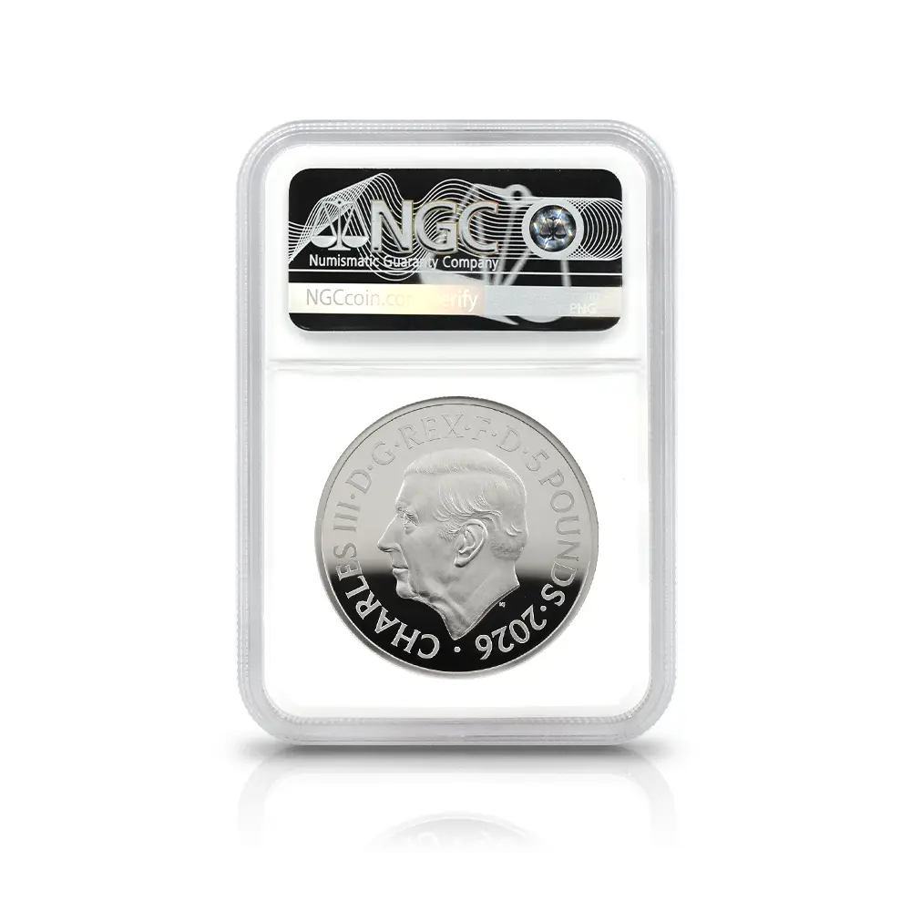 モダンコイン5：6897 イギリス 2026 チャールズ3世 エリザベス2世のコイン肖像シリーズ 第一弾 ヤングヤングエリザベス 5ポンドプルーフピエフォー銀貨 NGC PF70UC 箱付き