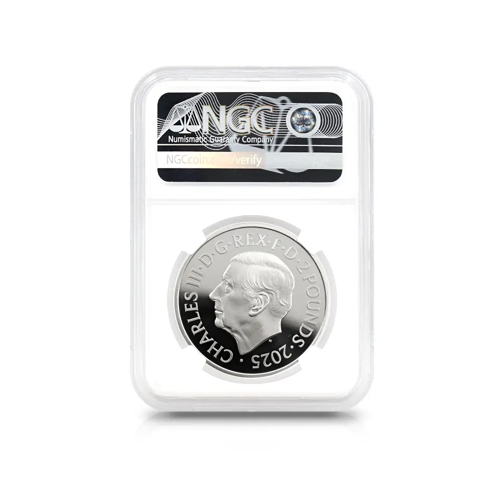 モダンコイン5：6892 イギリス 2025 チャールズ3世 ミュージックレジェンド第12弾 フレディ・マーキュリー 2ポンド1オンスカラー銀貨 ファーストリリース NGC PF70UC 箱付き