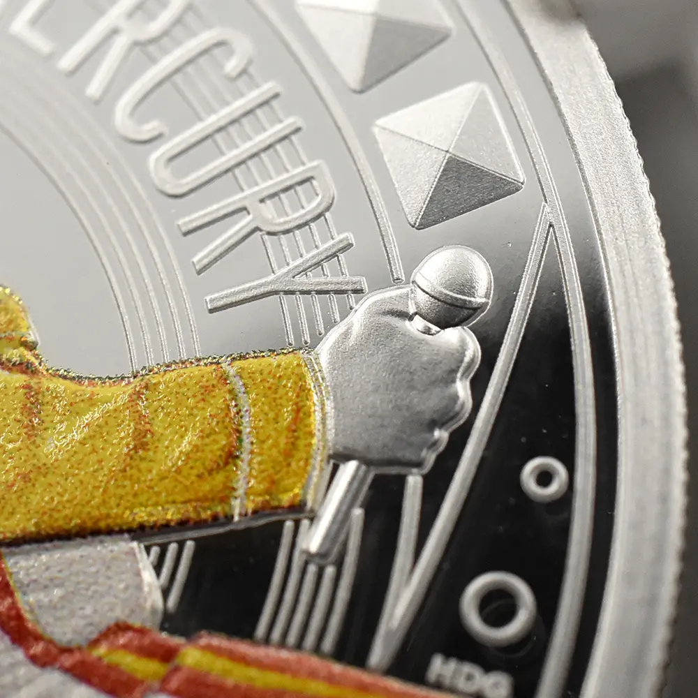 モダンコイン11：6892 イギリス 2025 チャールズ3世 ミュージックレジェンド第12弾 フレディ・マーキュリー 2ポンド1オンスカラー銀貨 ファーストリリース NGC PF70UC 箱付き