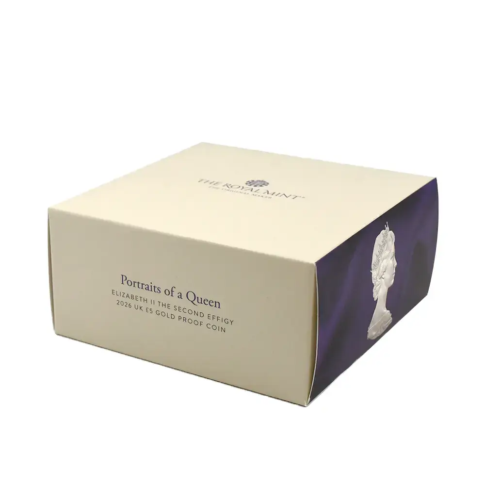 モダンコイン7:6891 イギリス 2026 チャールズ3世 エリザベス2世のコイン肖像シリーズ 第二弾 ヤングエリザベス 5ポンド金貨 ファーストリリース NGC PF70UC 箱付き