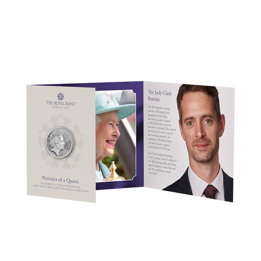 モダンコイン5:6893 【鑑定オプション無し】イギリス 2026 チャールズ3世 エリザベス2世のコイン肖像シリーズ 第五弾 5ポンドBU白銅貨 未鑑定 パッケージ付き【ご予約承り品・納期約3~4か月】