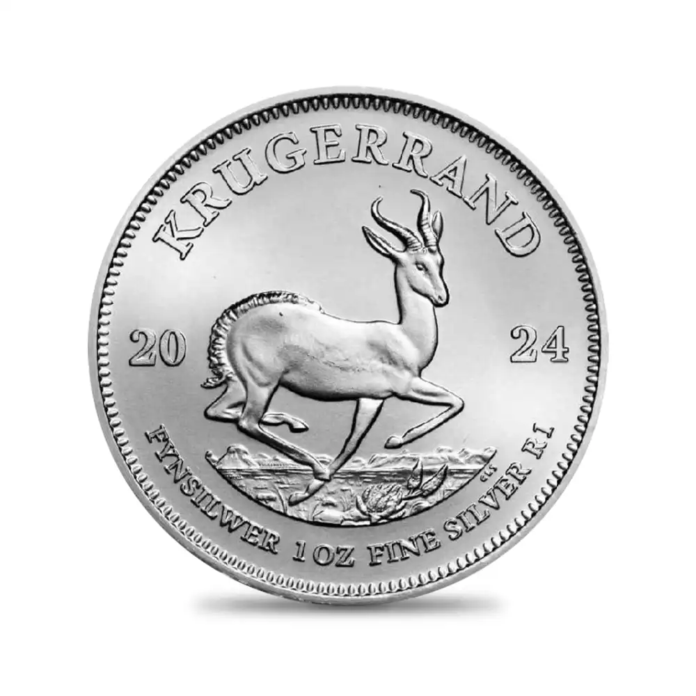 地金型2：4252 南アフリカ 2024 クルーガーランド 1ランド 1オンス 銀貨 【5枚】 (コインケース付き)