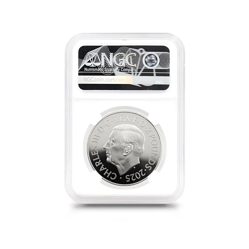 モダンコイン5:6881 イギリス 2025 チャールズ3世 ミュージックレジェンド第12弾 フレディ・マーキュリー 2ポンド1オンスカラー銀貨 NGC PF70UC 箱付き