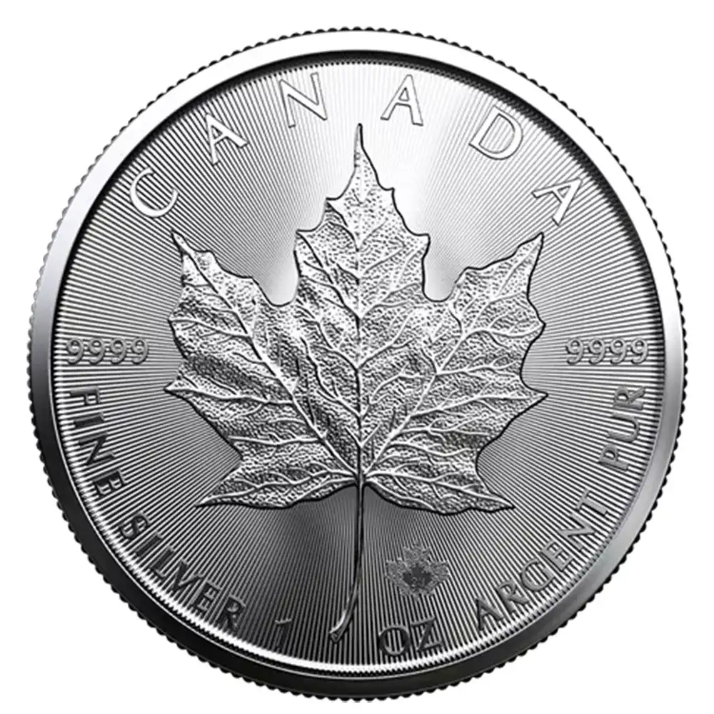 地金型2：2683 カナダ 2023 メイプルリーフ 5ドル 1オンス 銀貨 【5枚】 (コインケース付き)