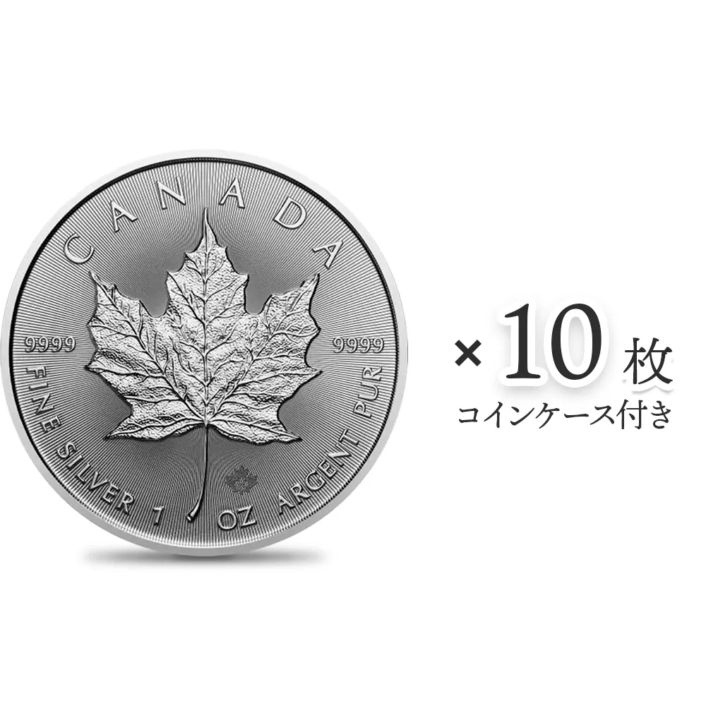地金型1：4266 カナダ 2024 メイプルリーフ 5ドル 1オンス 地金型銀貨 【10枚】 (コインケース付き)