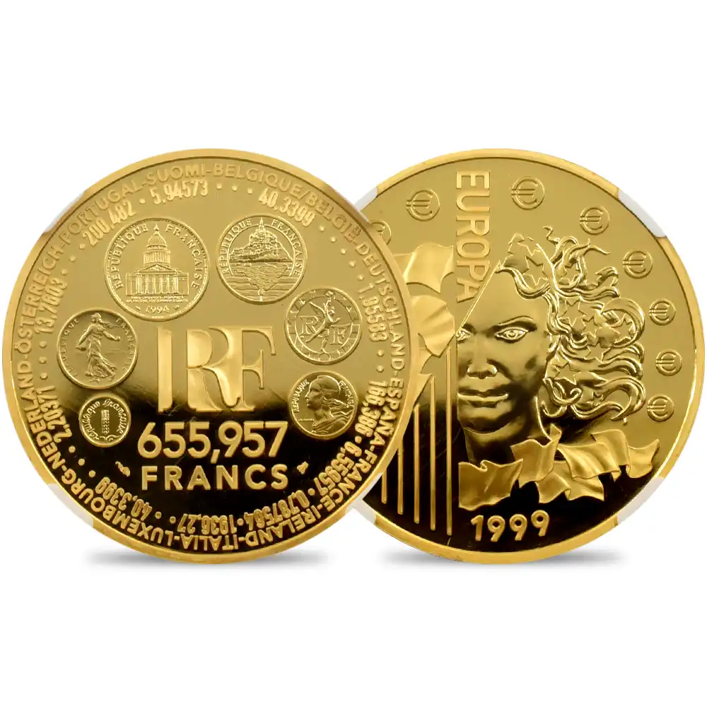 モダンコイン1：4279 フランス 1999 ヨーロッパ通貨統合記念 655.957フラン金貨 NGC PF70UC