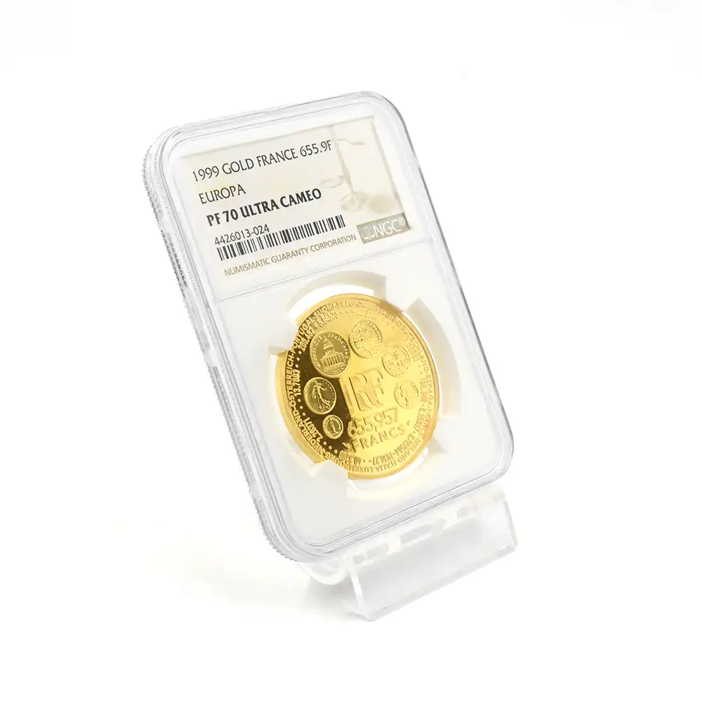 モダンコイン6：4279 フランス 1999 ヨーロッパ通貨統合記念 655.957フラン金貨 NGC PF70UC