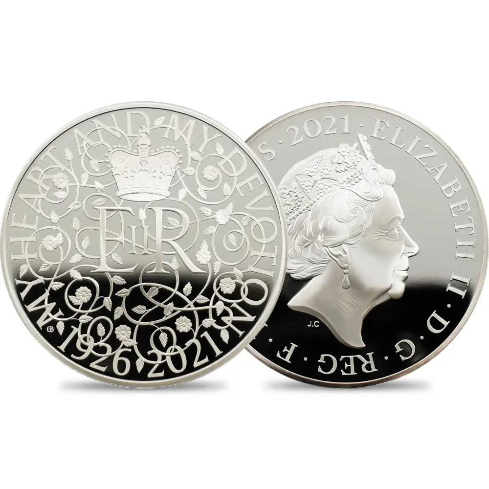 モダンコイン1：1248 2021 エリザベス女王 誕生95周年記念 10ポンド5オンスプルーフ銀貨 未鑑定 箱付き