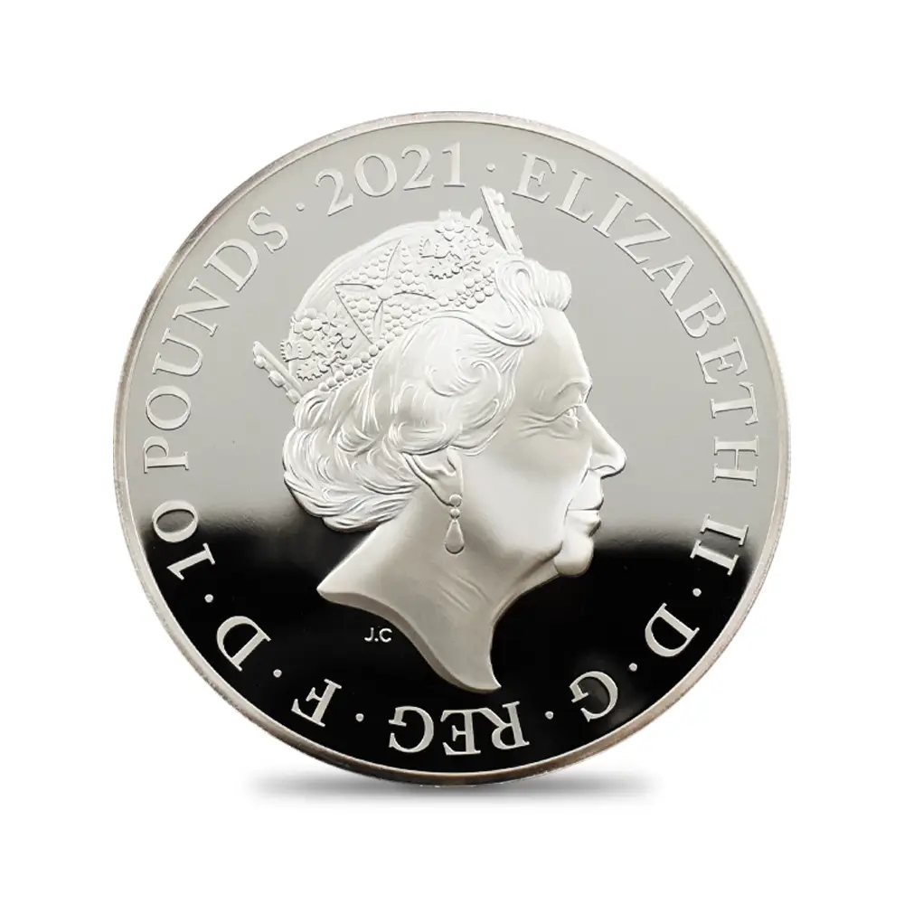 モダンコイン3：1248 2021 エリザベス女王 誕生95周年記念 10ポンド5オンスプルーフ銀貨 未鑑定 箱付き