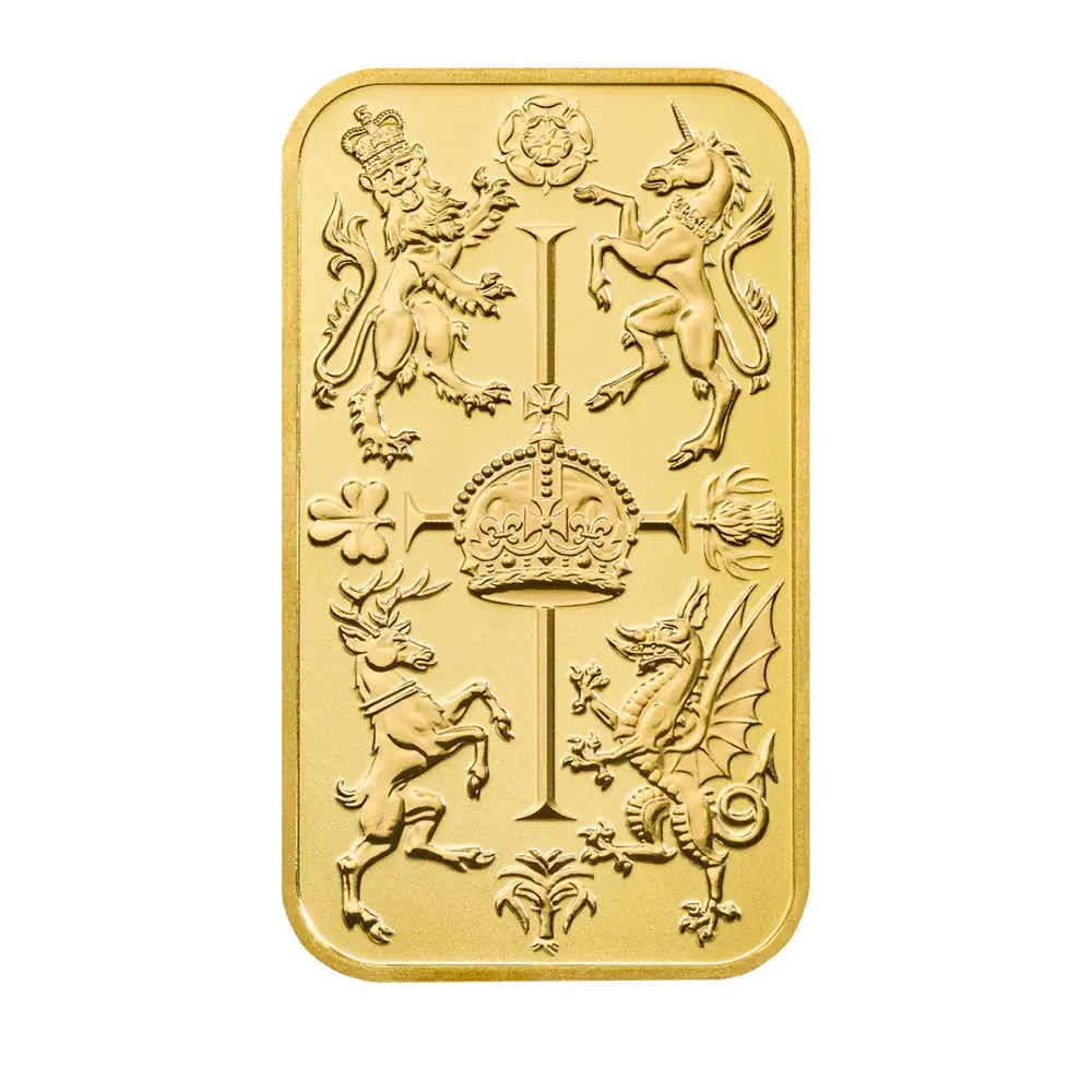 地金型2：6901 イギリス 2023 チャールズ3世 戴冠記念 金の延べ板 1オンス ゴールドバー 【1本】