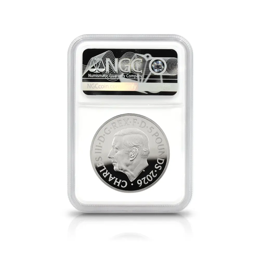 モダンコイン5：6911 イギリス 2026 チャールズ3世 エリザベス2世のコイン肖像シリーズ 第一弾 ヤングヤングエリザベス 5ポンドプルーフピエフォー銀貨 NGC PF69UC 箱付き