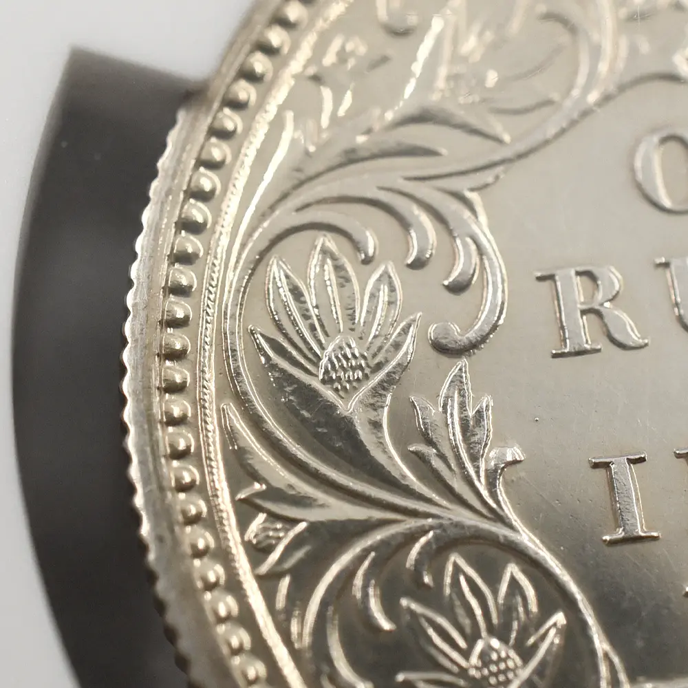 アンティークコイン12：5539 英領インド 1876C ヴィクトリア女王 ルピー銀貨 リストライク NGC PF62