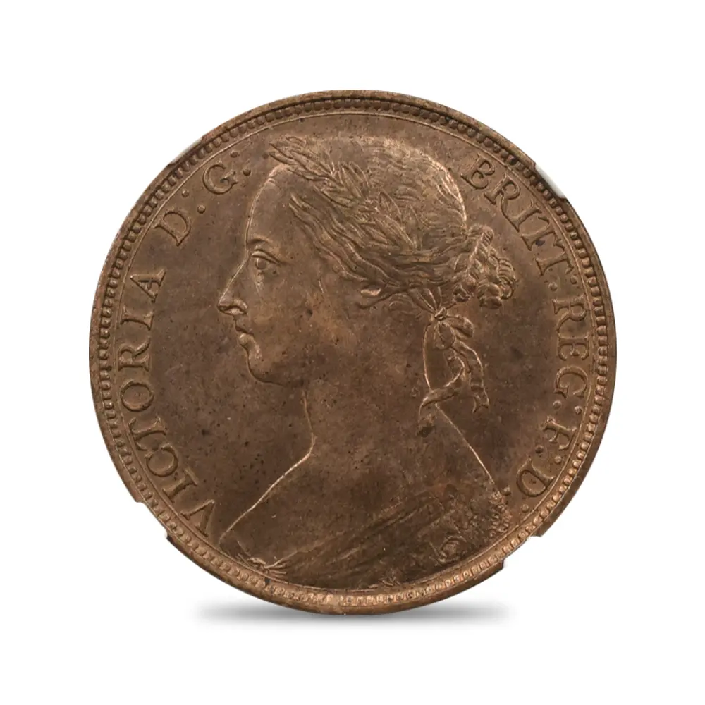アンティークコイン2：5541 1882H ヴィクトリア女王 ブリタニア フラットシールド ペニー銅貨 NGC MS63RB