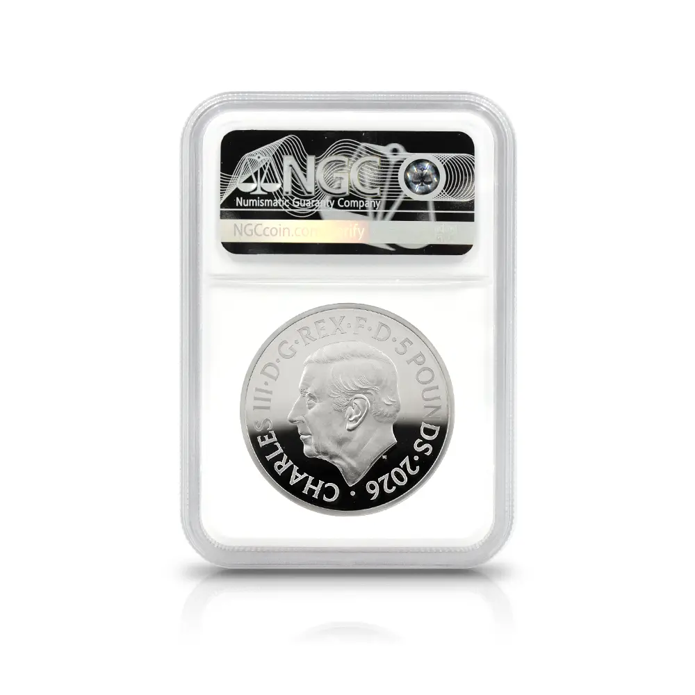 モダンコイン5:6912 イギリス 2026 チャールズ3世 エリザベス2世のコイン肖像シリーズ 第一弾 ヤングヤングエリザベス 5ポンドプルーフピエフォー銀貨 NGC PF68UC 箱付き