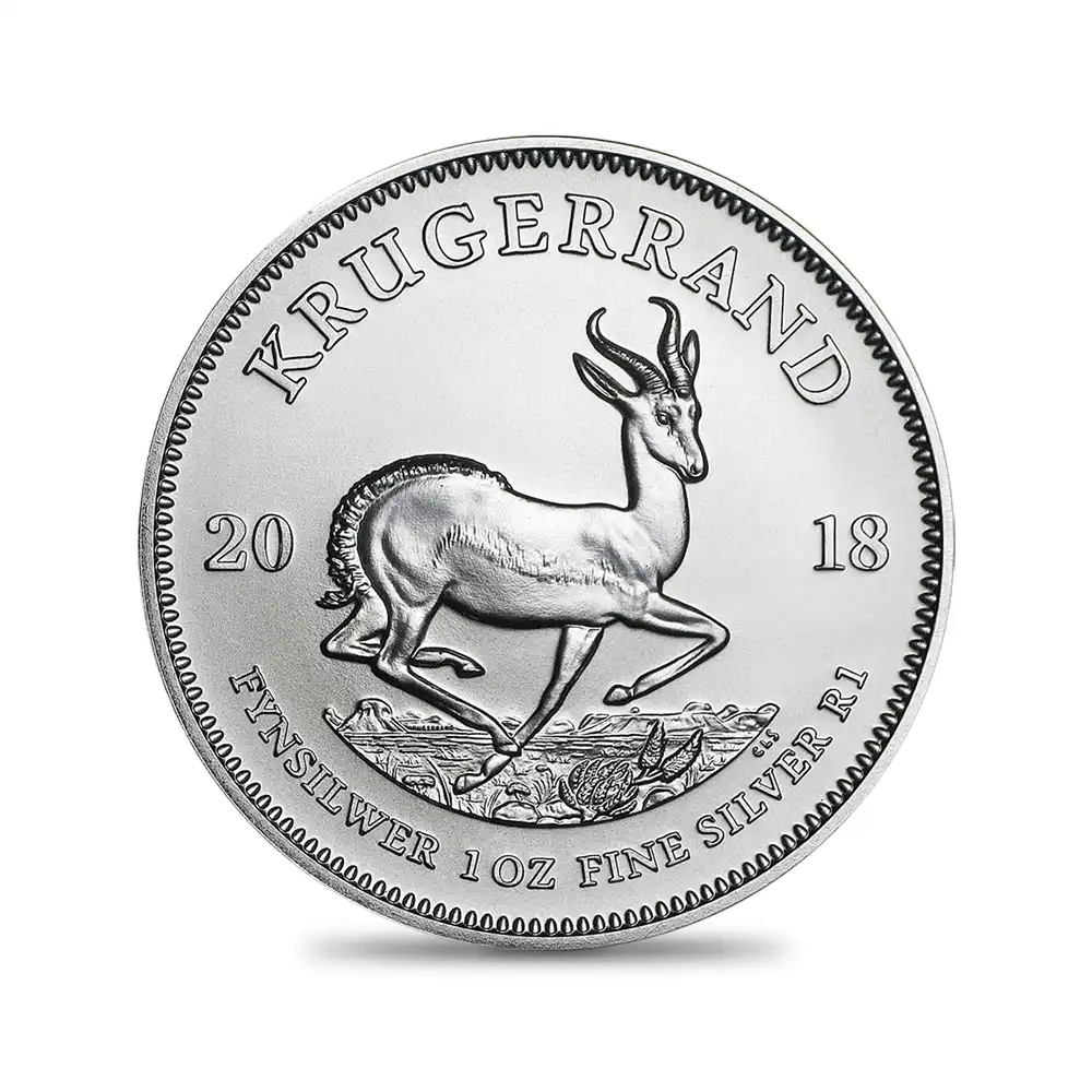 地金型2：6806 南アフリカ 2018 クルーガーランド 1ランド 1オンス 銀貨 【1枚】 (コインケース付き)