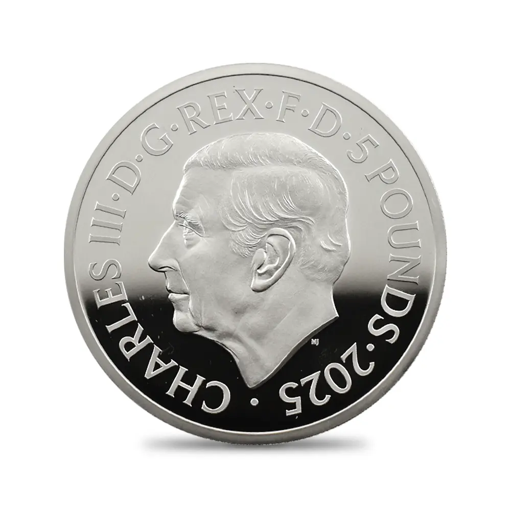 モダンコイン3：6913 イギリス 2025 チャールズ3世 ワーテルロー・メダル - 勝利 5ポンド2オンス銀貨 発行即日鑑定品 NGC PF70UC 箱付き