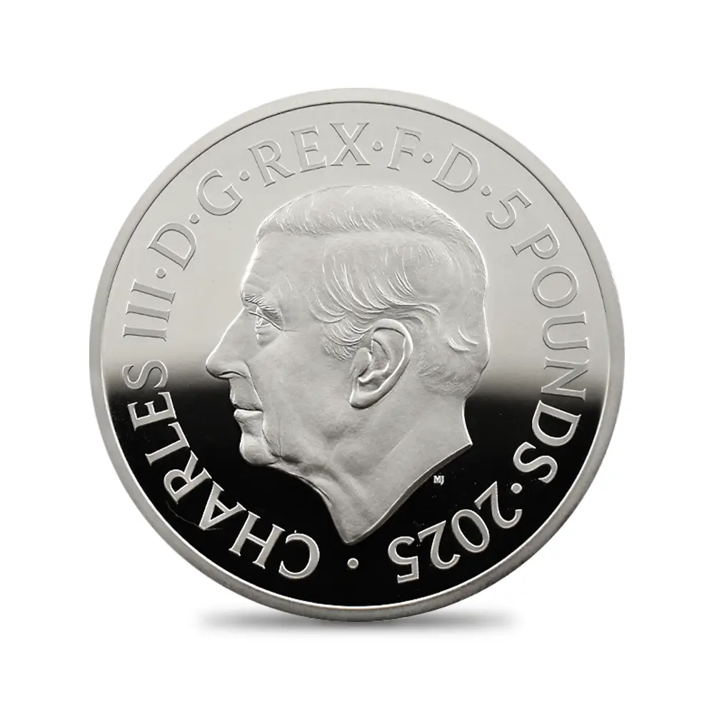 モダンコイン3：6914 イギリス 2025 チャールズ3世 ワーテルロー・メダル - 勝利 5ポンド2オンス銀貨 発行即日鑑定品 NGC PF70UC 箱付き