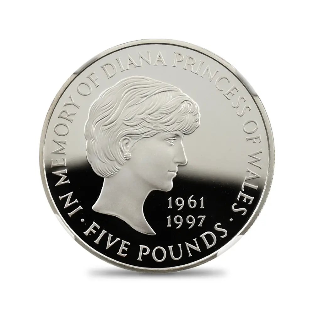 モダンコイン2：6915 イギリス 1999 エリザベス2世 ダイアナ妃追悼記念 5ポンド銀貨 NGC PF69UC
