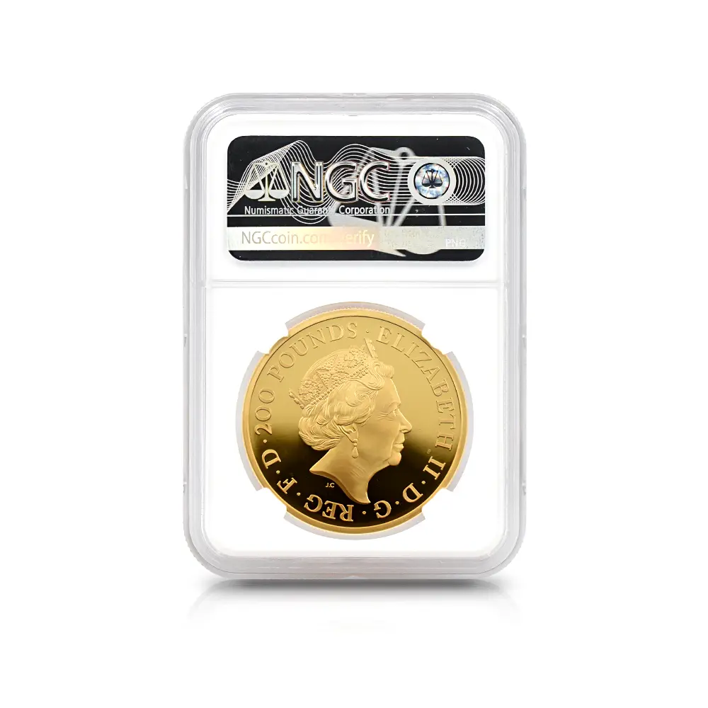 クイーンズビースト5:6922 イギリス 2021 エリザベス2世 クイーンズビースト コンプリーター 英国王室の十大守護獣 200ポンド2オンス金貨 ファーストリリース NGC PF70UC 箱付き